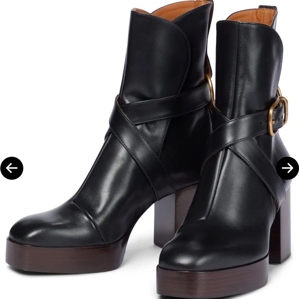 Chloe Izzie Leather Platform Boots - Picture 4 of 9